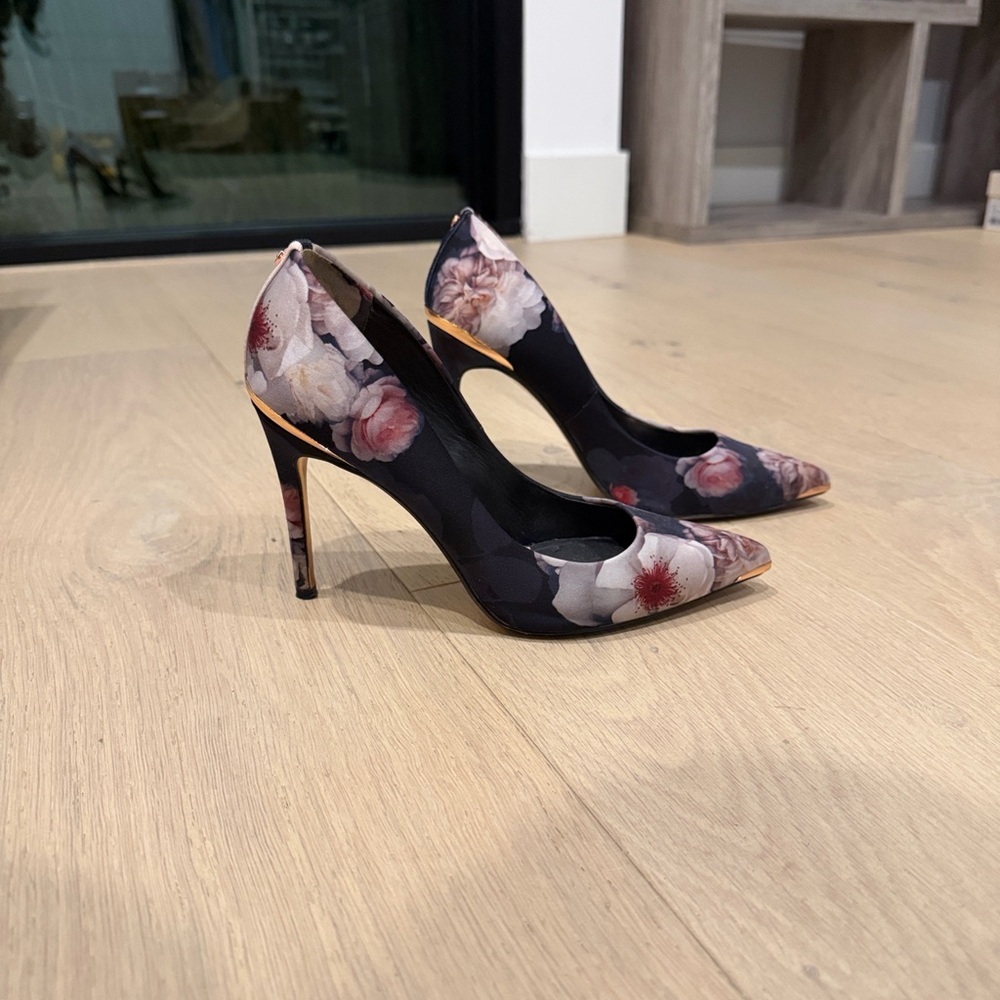 Ted Baker Black and Pink Floral Heels